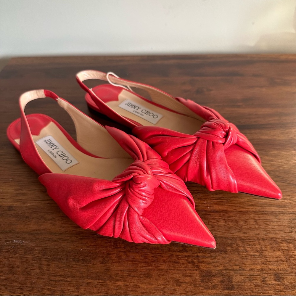 Jimmy Choo Annabell Flat Nap Chilli Leather Flat Shoes size 6 - Picture 10 of 10